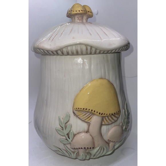 Arnels Mushroom Ceramic 11 Inch Cookie Jar / Canister Tan Mushroom Cap - Picture 4 of 15